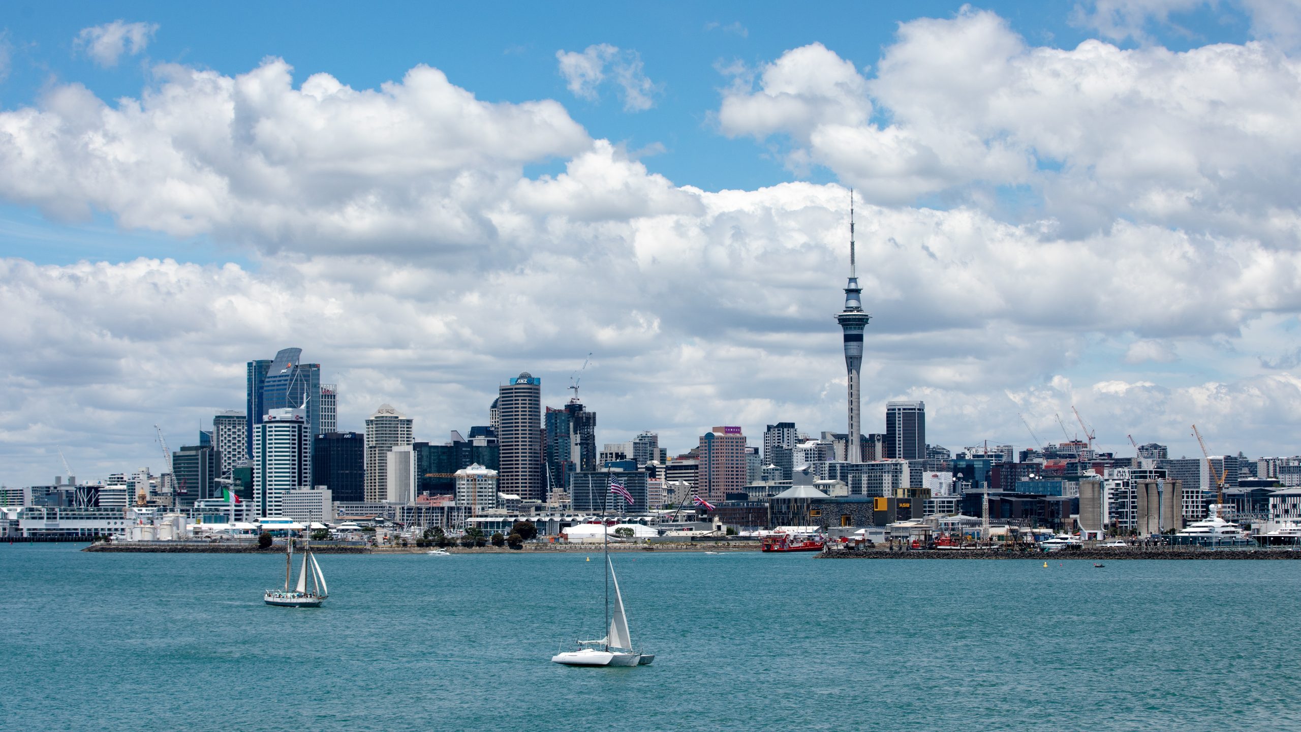 auckland new zealand skyline and waterfront